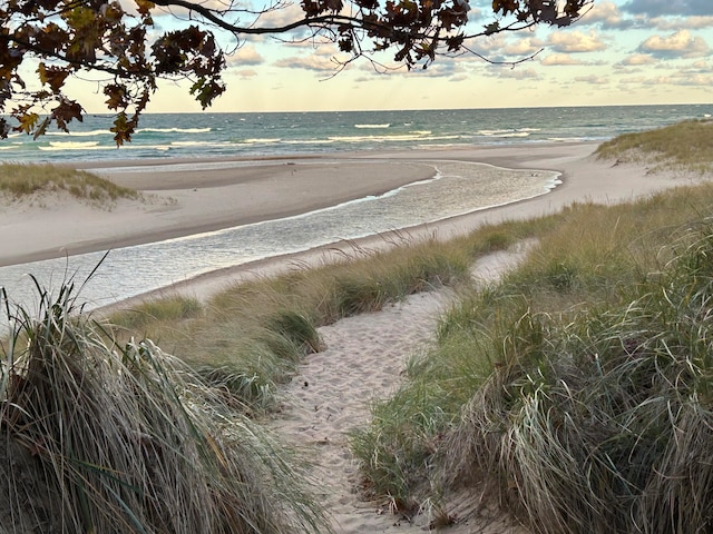 property view of water with a beach view