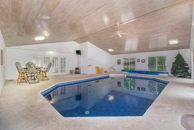 view of swimming pool with ceiling fan