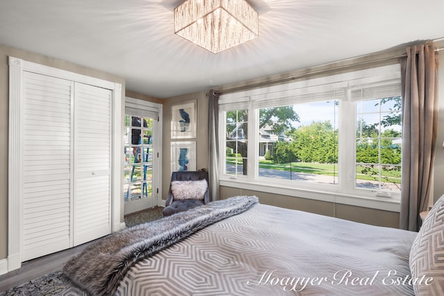 bedroom with hardwood / wood-style flooring