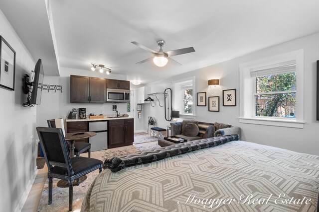 15 E Wall St, Douglas, MI 49406 - bedroom with fridge, multiple windows, a sink, and baseboards