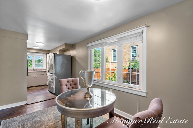 dining area featuring hardwood / wood-style floors and a wealth of natural light