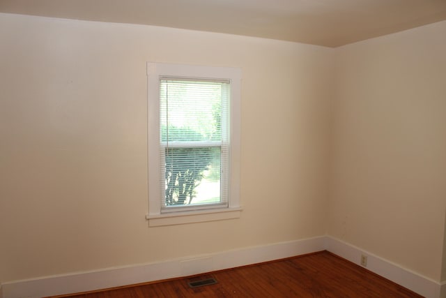 spare room featuring wood-type flooring