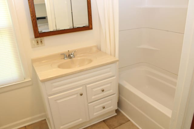 bathroom featuring vanity and tile patterned floors