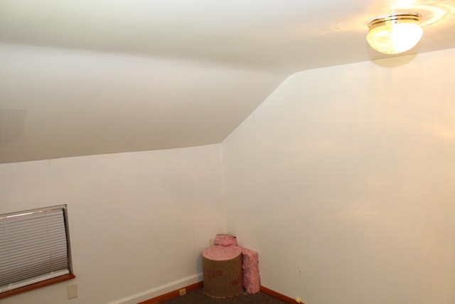 additional living space with carpet flooring and lofted ceiling