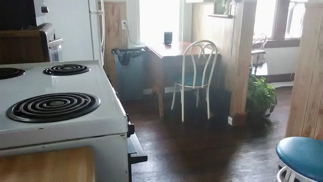 kitchen featuring electric stove and dark hardwood / wood-style flooring