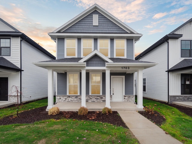 view of front of house featuring covered porch