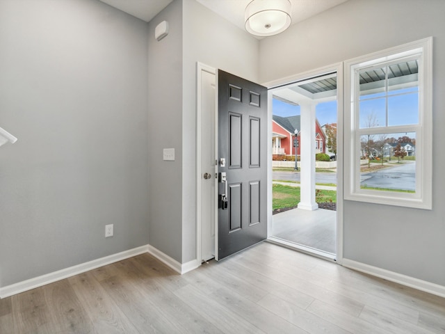 entrance foyer with light hardwood / wood-style flooring