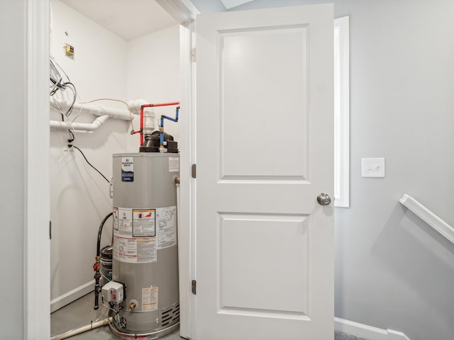 utility room with gas water heater