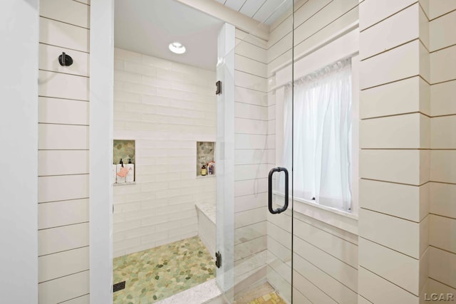 bathroom featuring walk in shower