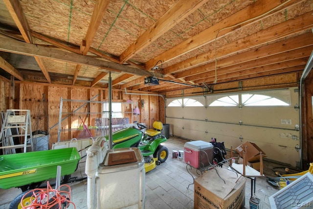 garage with a garage door opener