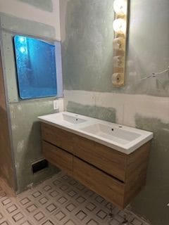 14257 Warwick St, Detroit, MI 48223 - full bath featuring double vanity and wainscoting