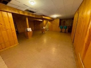 14257 Warwick St, Detroit, MI 48223 - finished below grade area featuring wood walls and stairs