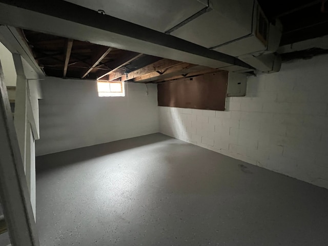 basement with electric panel