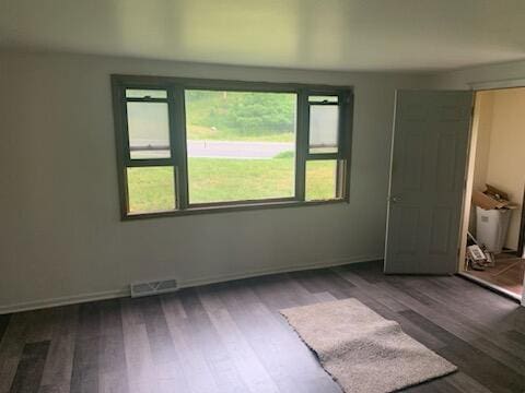 unfurnished room with hardwood / wood-style flooring