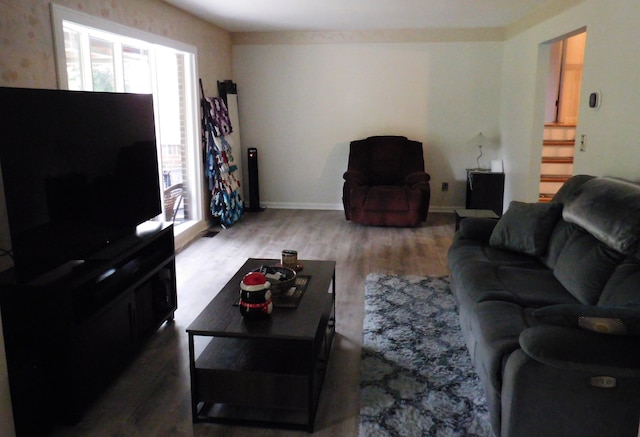 living room featuring hardwood / wood-style flooring