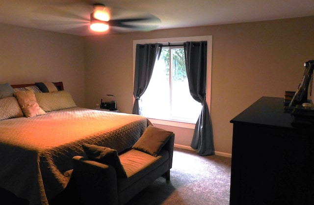 bedroom with carpet floors and ceiling fan