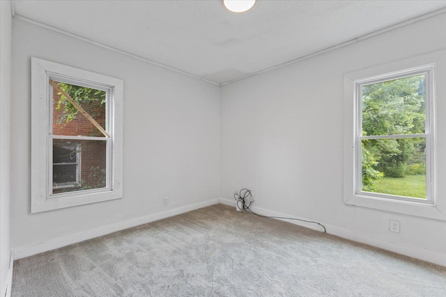 carpeted spare room featuring plenty of natural light