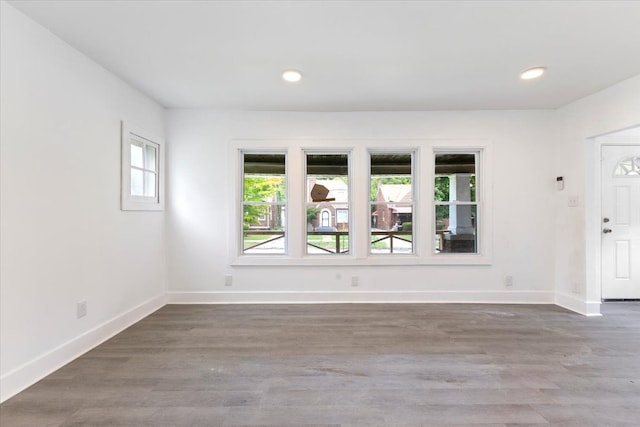 entryway with dark wood-type flooring