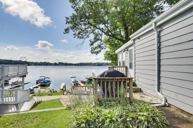 exterior space featuring a boat dock