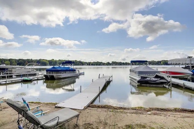 view of dock featuring a water view