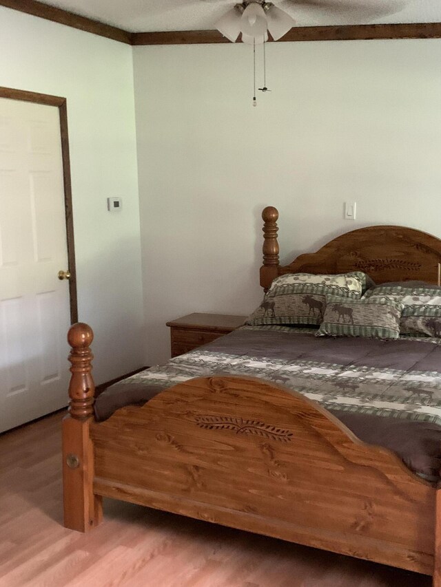 15070 Rapids Dr, Hersey, MI 49639 - bedroom featuring wood finished floors and ceiling fan