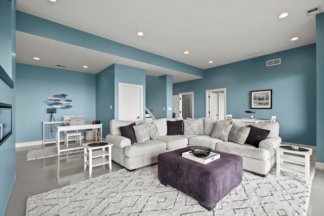 living room featuring light wood-type flooring