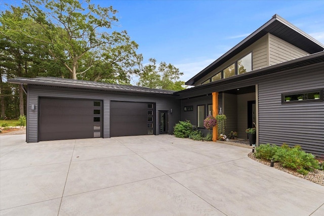 contemporary home featuring a garage