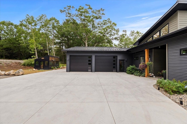 exterior space featuring a garage