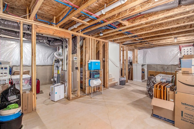 basement with gas water heater