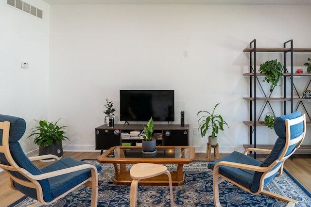 living room with wood-type flooring