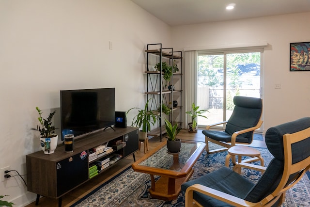 living room with wood-type flooring