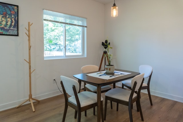 dining space featuring hardwood / wood-style flooring