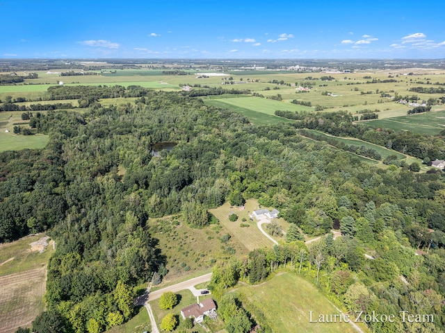 bird's eye view with a rural view