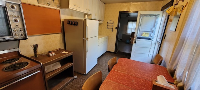 kitchen with white fridge