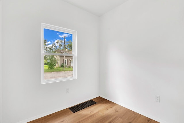 spare room featuring wood-type flooring