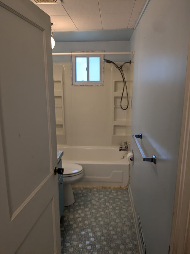 full bathroom featuring vanity, toilet, and tub / shower combination