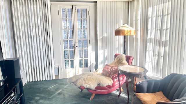 sitting room featuring carpet