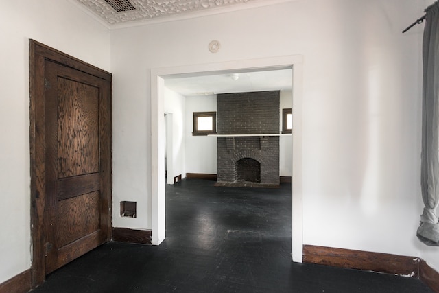 corridor featuring ornamental molding