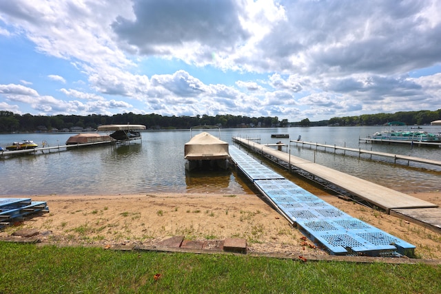 view of dock featuring a water view