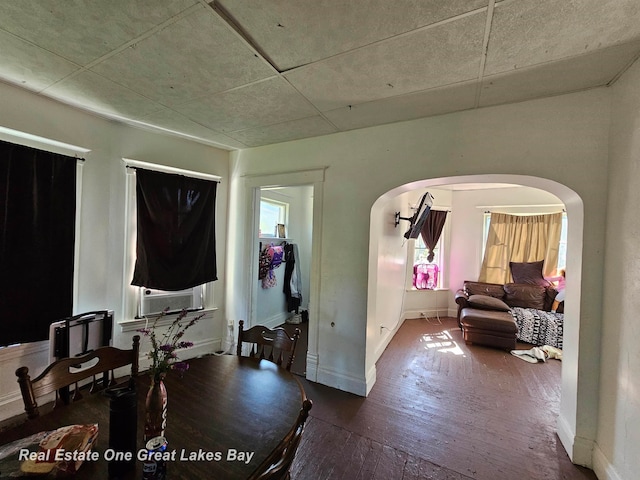 dining area with hardwood / wood-style floors