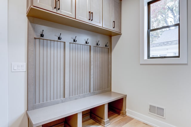 mudroom with light wood-type flooring