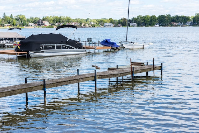 dock area featuring a water view