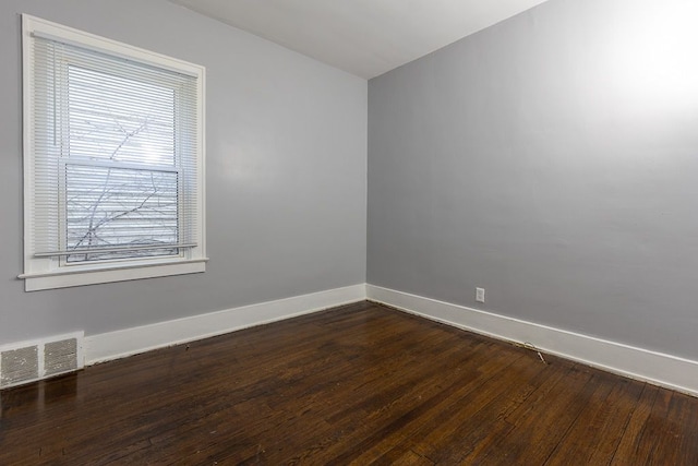 empty room with dark wood-type flooring