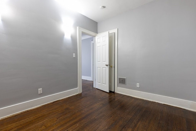 spare room featuring dark hardwood / wood-style floors