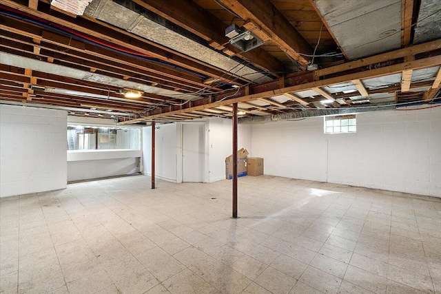 basement with a wealth of natural light