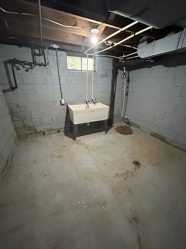 basement featuring sink