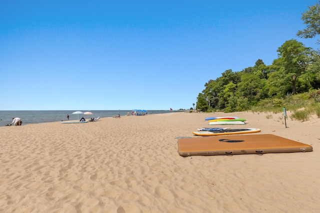 property view of water with a beach view