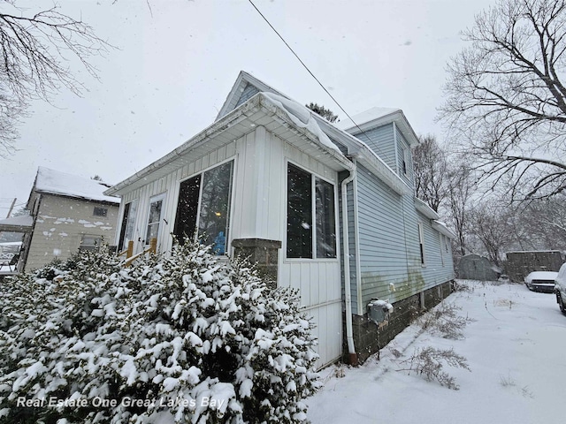 view of snowy exterior