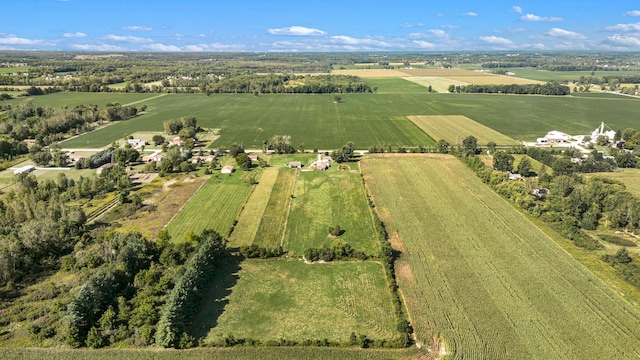 birds eye view of property featuring a rural view