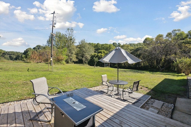 deck featuring a lawn